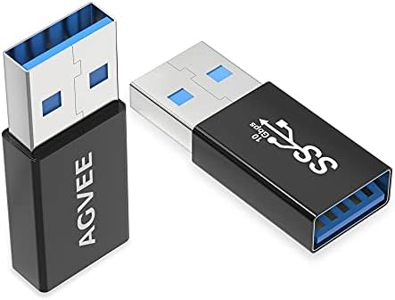 AGVEE [4 חבילות USB-A 3.0 נקבה ל- USB-A 3.0 מתאם גברי, מחבר מאריך מאריך סיומת צימוד של USB 3.0, שחור